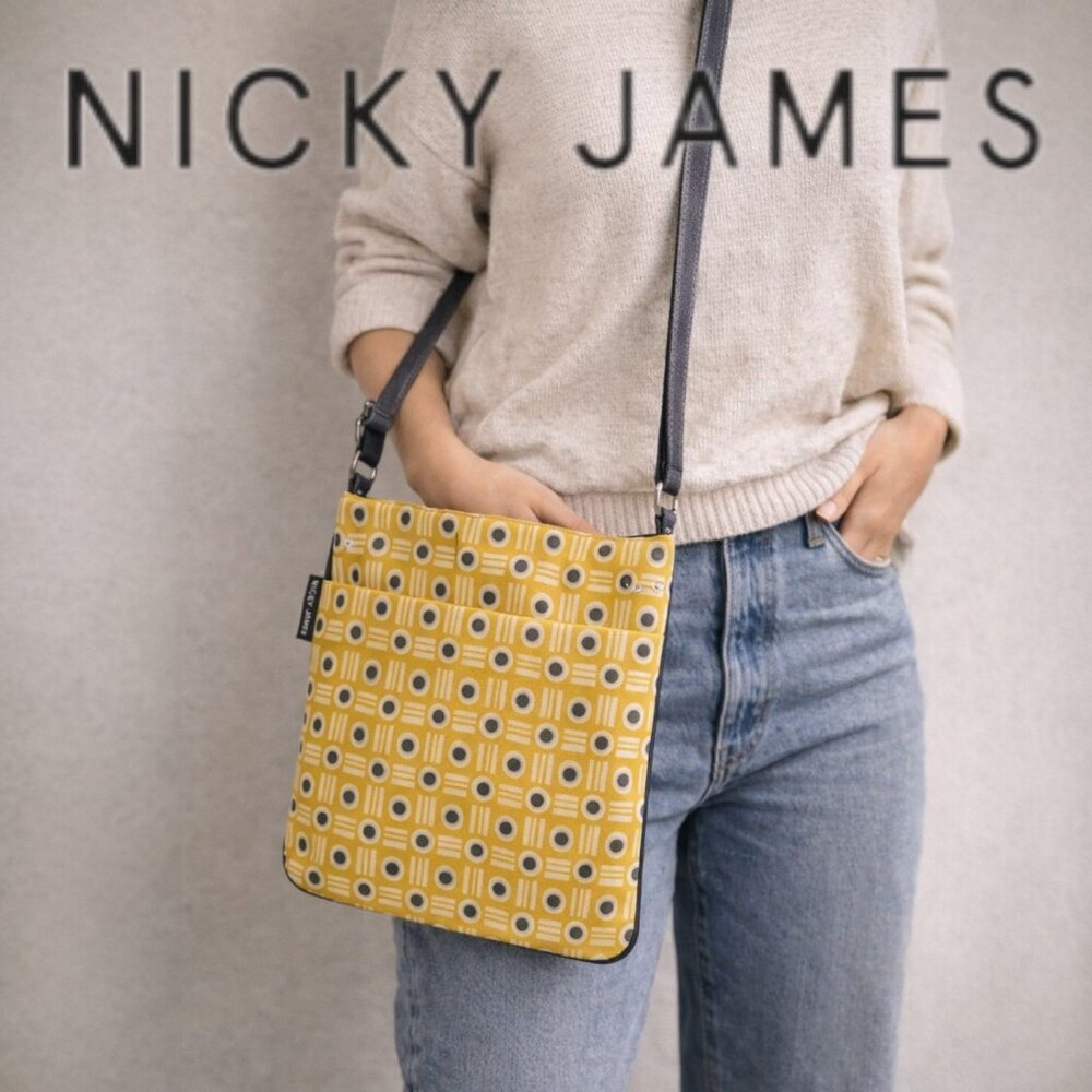 Nicky James Yellow Geometric Crossbody Bag | Lightweight Travel Purse |